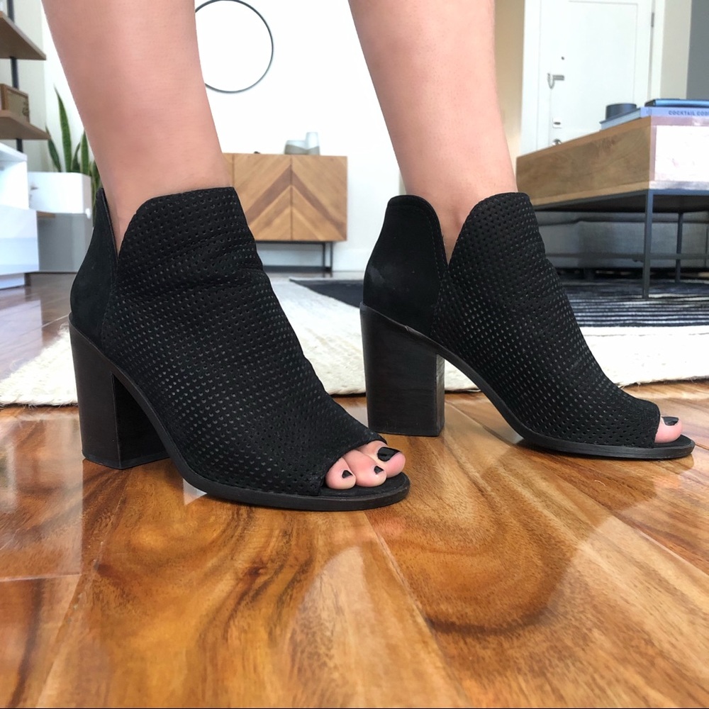 Leather Tala Open Toe Block Heel Bootie